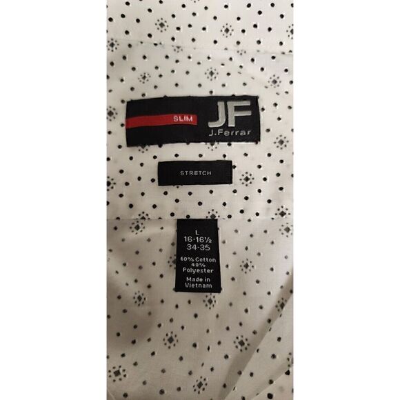 J. Ferrar Mens Long Sleeve Button Up Polka Dots White/Brown Shirt Size 16-16.5 - Picture 5 of 5